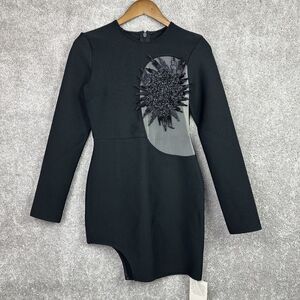 Mew Mews Statement Dress Gold Foil‎ Print Long Sleeve Mesh Beaded Dress Large